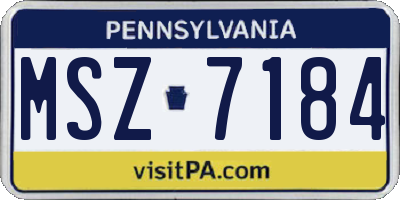 PA license plate MSZ7184