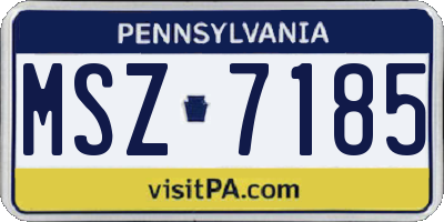 PA license plate MSZ7185