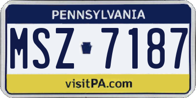 PA license plate MSZ7187