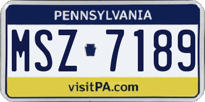 PA license plate MSZ7189