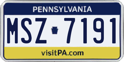 PA license plate MSZ7191