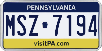 PA license plate MSZ7194