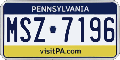 PA license plate MSZ7196