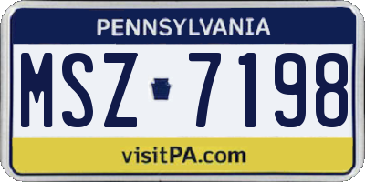 PA license plate MSZ7198