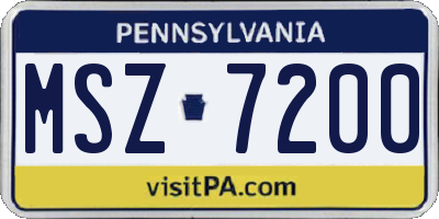 PA license plate MSZ7200