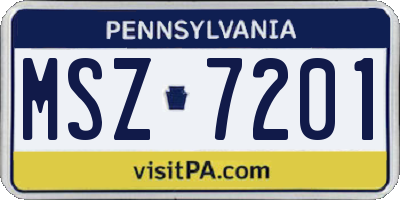 PA license plate MSZ7201