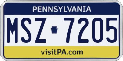 PA license plate MSZ7205