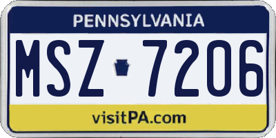PA license plate MSZ7206