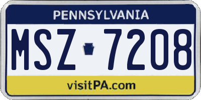 PA license plate MSZ7208