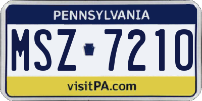 PA license plate MSZ7210