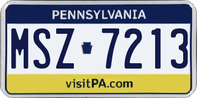 PA license plate MSZ7213