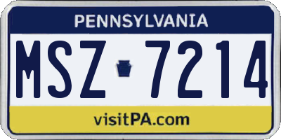 PA license plate MSZ7214