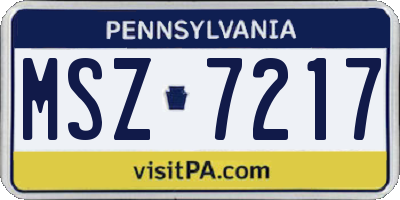 PA license plate MSZ7217