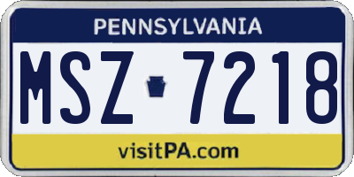PA license plate MSZ7218