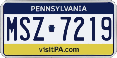 PA license plate MSZ7219