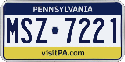 PA license plate MSZ7221