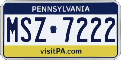 PA license plate MSZ7222