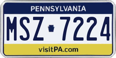 PA license plate MSZ7224