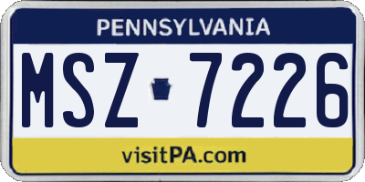 PA license plate MSZ7226