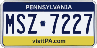 PA license plate MSZ7227