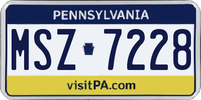 PA license plate MSZ7228