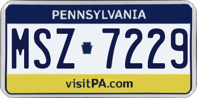 PA license plate MSZ7229