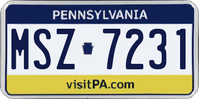 PA license plate MSZ7231