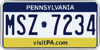 PA license plate MSZ7234