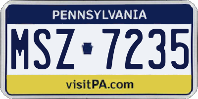 PA license plate MSZ7235