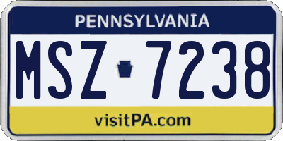PA license plate MSZ7238