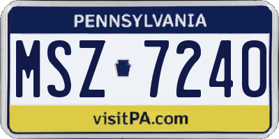 PA license plate MSZ7240
