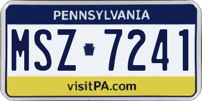 PA license plate MSZ7241