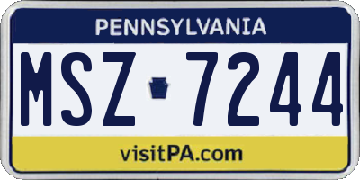PA license plate MSZ7244