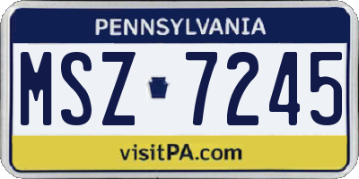 PA license plate MSZ7245