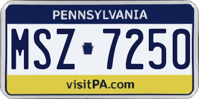 PA license plate MSZ7250
