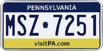 PA license plate MSZ7251