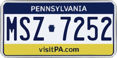 PA license plate MSZ7252