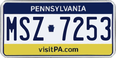 PA license plate MSZ7253