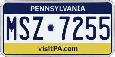 PA license plate MSZ7255