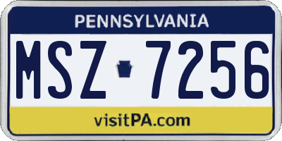 PA license plate MSZ7256