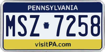 PA license plate MSZ7258