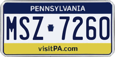 PA license plate MSZ7260