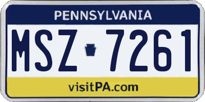 PA license plate MSZ7261