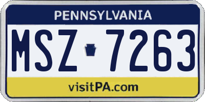 PA license plate MSZ7263