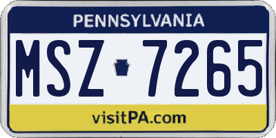 PA license plate MSZ7265
