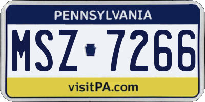 PA license plate MSZ7266