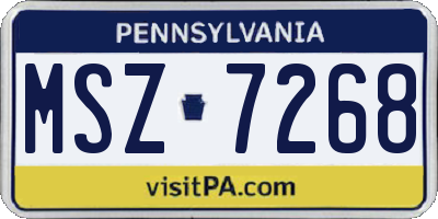 PA license plate MSZ7268