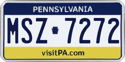 PA license plate MSZ7272