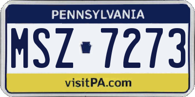 PA license plate MSZ7273