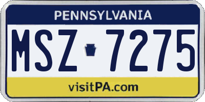 PA license plate MSZ7275